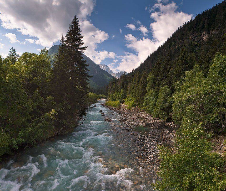 кавказ, домбай, гоначхир, утро, Николай Мысливцев