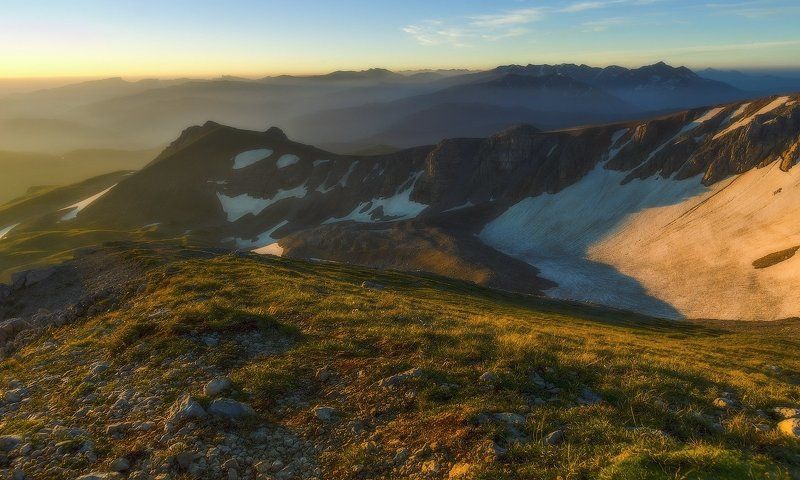 горы, кавказ, лаго-наки , оштен ВСТРЕЧАЯ РАССВЕТ фото превью