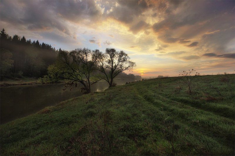 рассвет, река, утро рассвет на реке фото превью