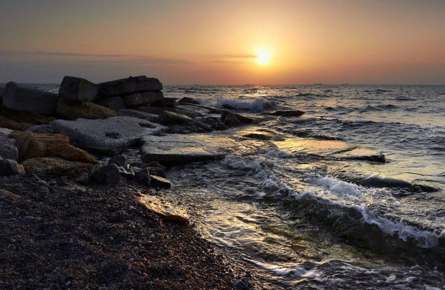 море, чёрное море, волна, берег, солнце, рассвет, восход, White