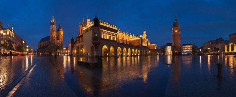 краков, польша, главный_рынок, rynek_główny, мариацкий_костел, сукенницы, sukiennice Краков вечерний фото превью