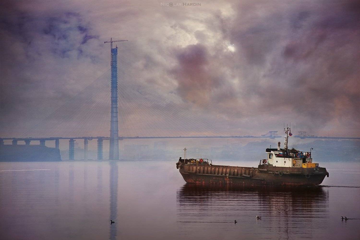 японское, море, корабли, мост, Nicolay Hardin