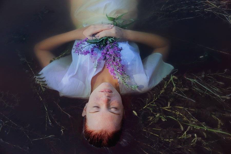 девушка, портрет, вода, цветы, Tanya Koshutina