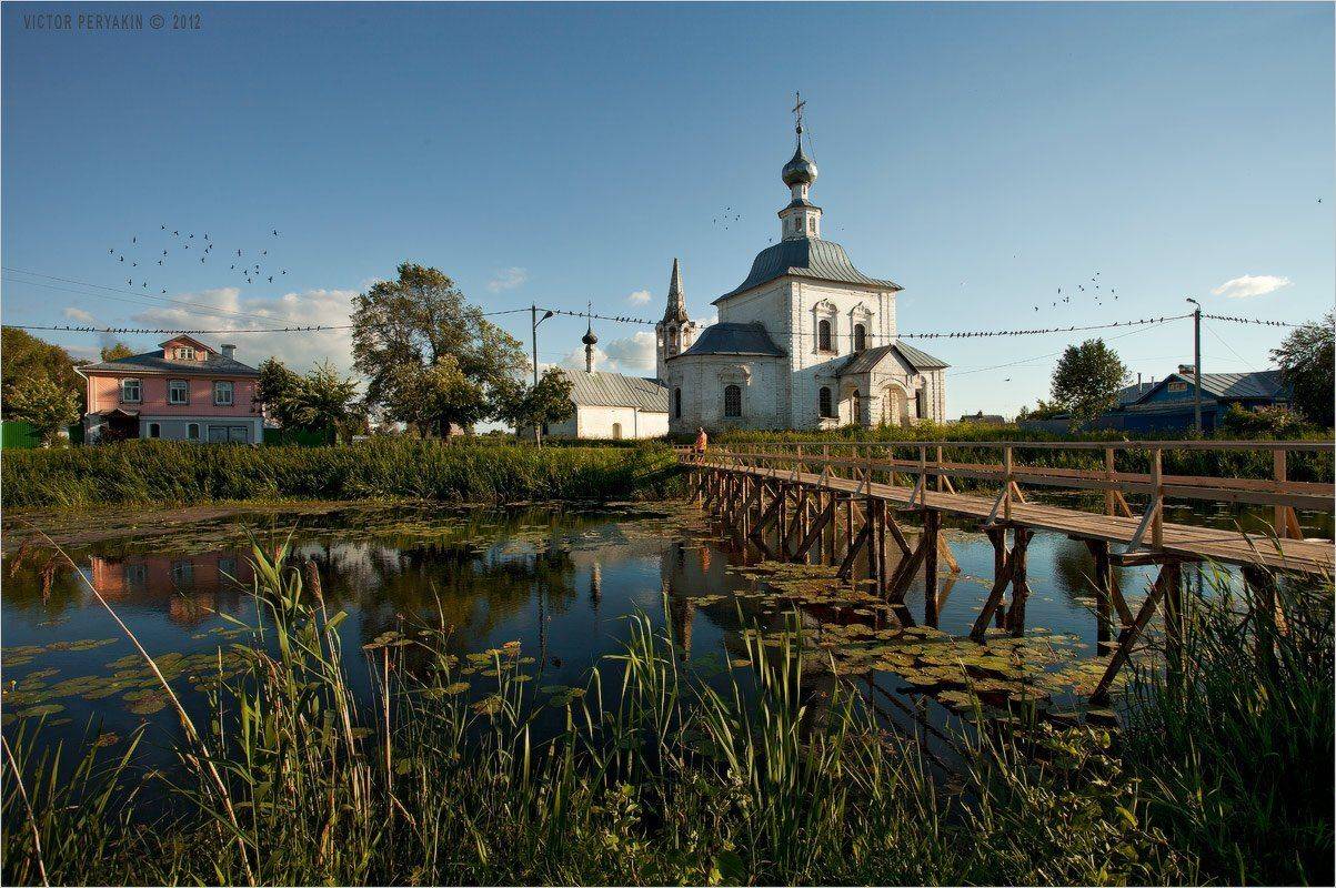 суздаль, золотое, кольцо, россия, птицы, провода, стайка, мостик, речка, родина, деревня, Виктор Перякин
