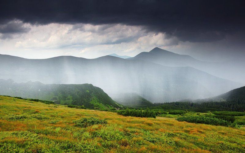карпаты, горы, , украина, черногора, говерла, дождь, гроза Занавесь фото превью