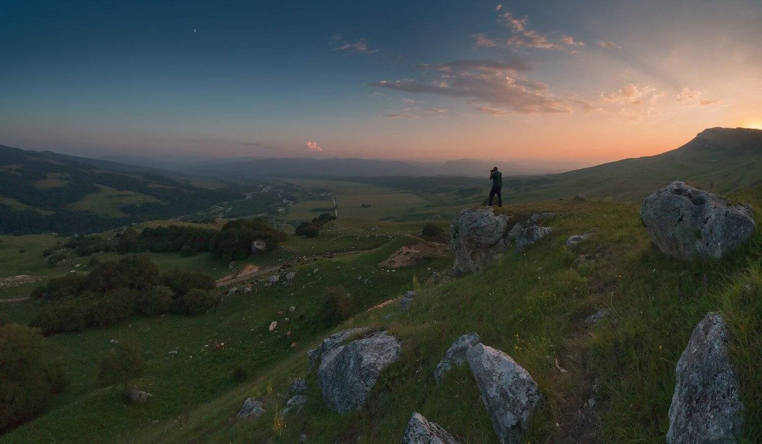 карачаево, черкессия, курджиново, большая, лаба, вечер, охотник, Николай Мысливцев