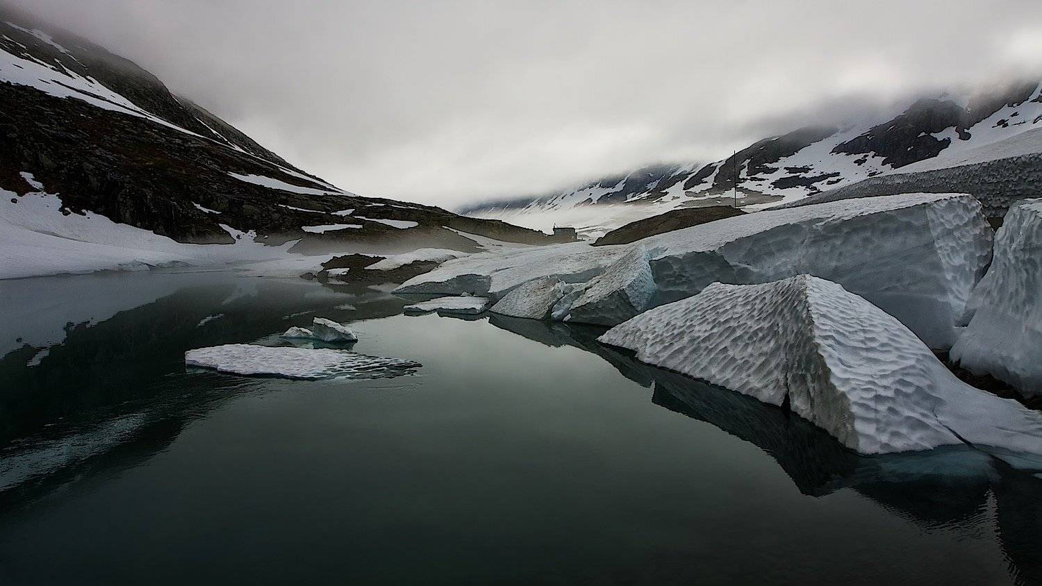 норвегия,июль,река,снег,облака,туман., СПИРИДОНОВ НИКОЛАЙ