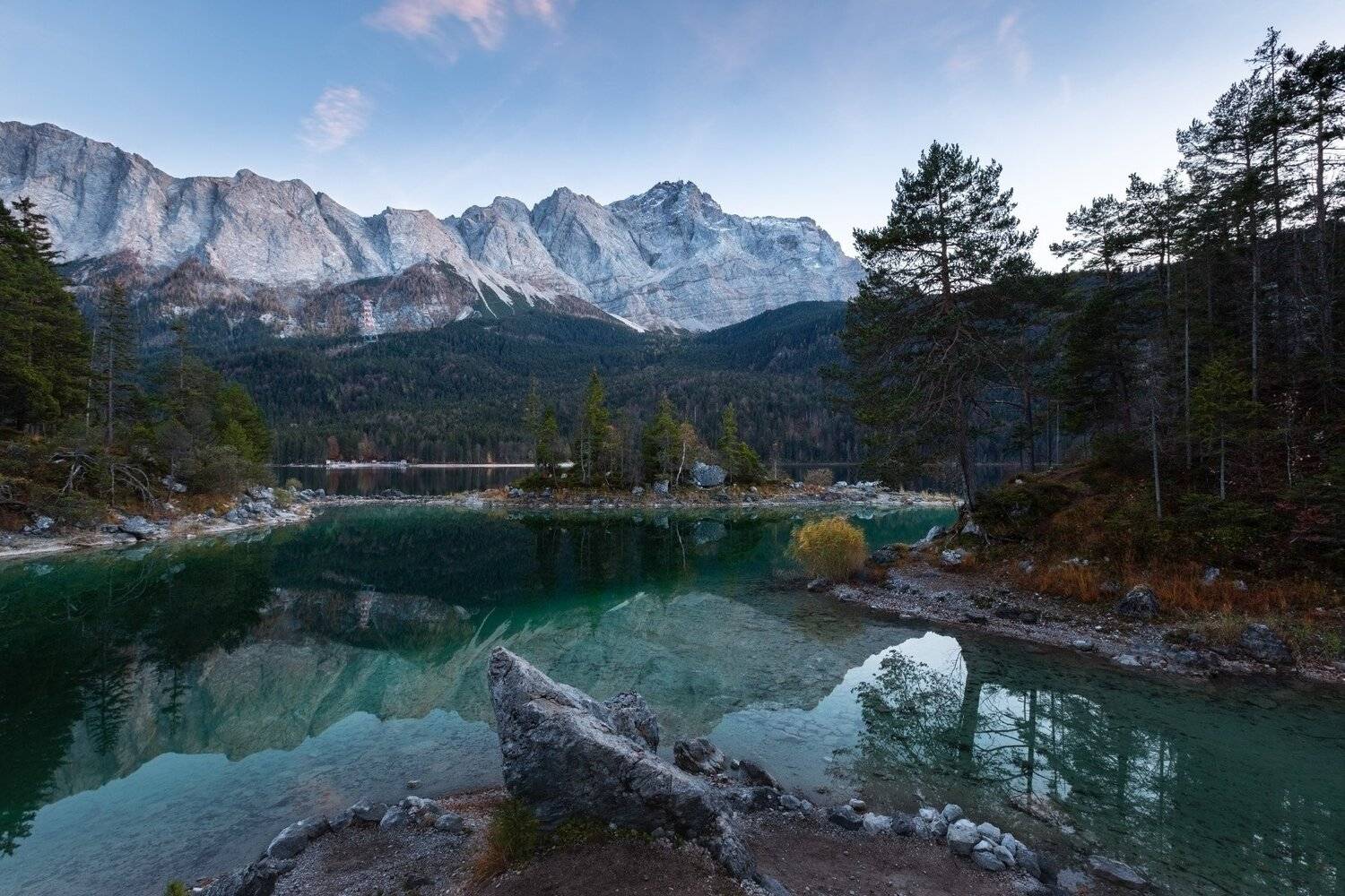 германия, бавария, горы, осень, озеро, закат, отражение, цугшпитце, Геннадий Финенко