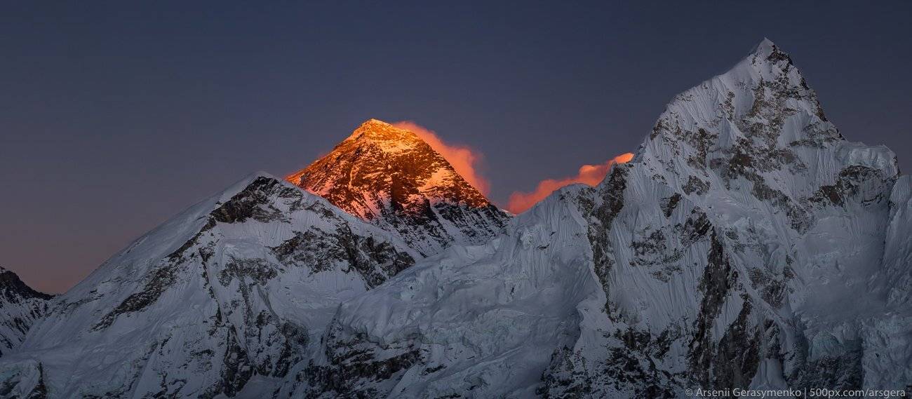 everest, sunset, mount, sagarmatha, nepal, mountain, khumbu, himalaya, base, camp, park, high, peak, evening, landscape, view, national, summit, himalayan, chomolungma, scenery, top, trekking, highest, sky, mt, red, travel, colored, nature, range, trek, s, Арсений Герасименко