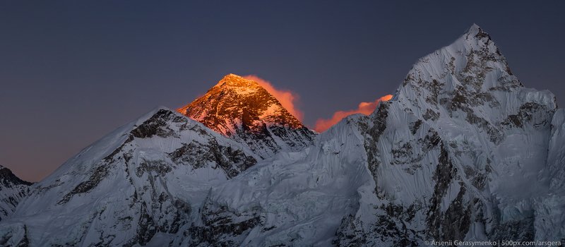 everest, sunset, mount, sagarmatha, nepal, mountain, khumbu, himalaya, base, camp, park, high, peak, evening, landscape, view, national, summit, himalayan, chomolungma, scenery, top, trekking, highest, sky, mt, red, travel, colored, nature, range, trek, s Everest summit or peak at sunset or sunrise. Everest base camp trek, tourism in Nepal, View from Kala Pathar фото превью