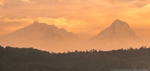 Annapurna summit and gold of sunrise in Himalayas, Nepal