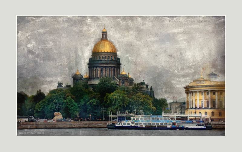 город дождливый день. Исаакий. Нева. 2019 фото превью