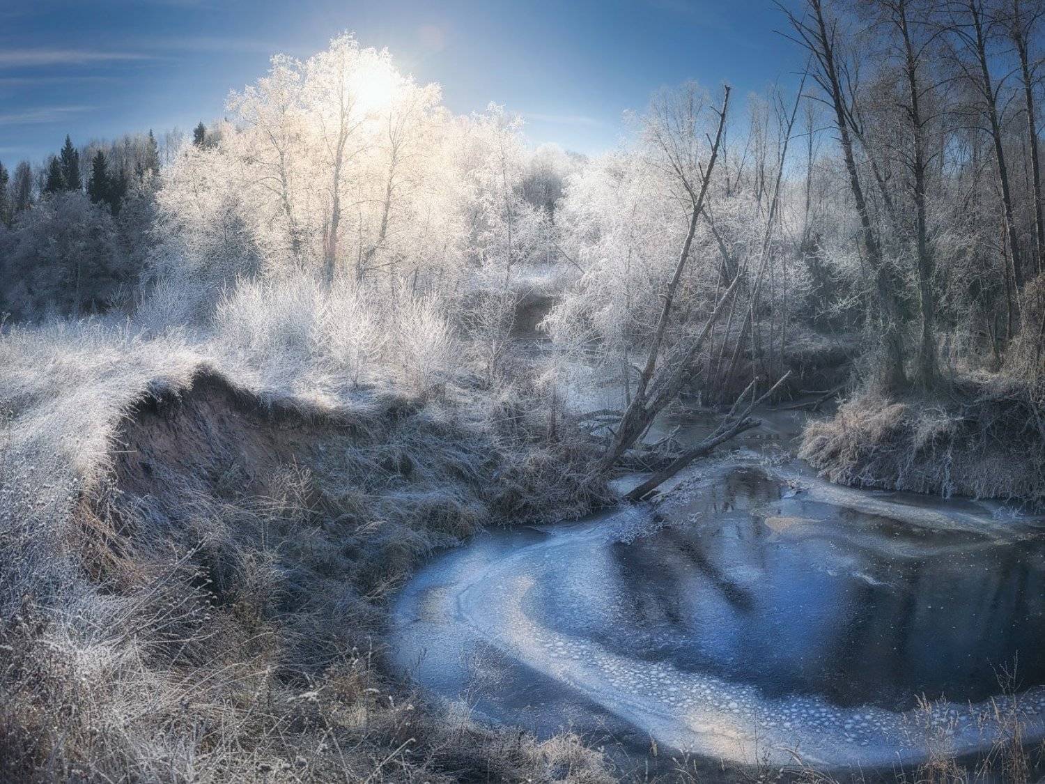 река, берег, иней, куржак, ноябрь, Дмитрий Медянцев