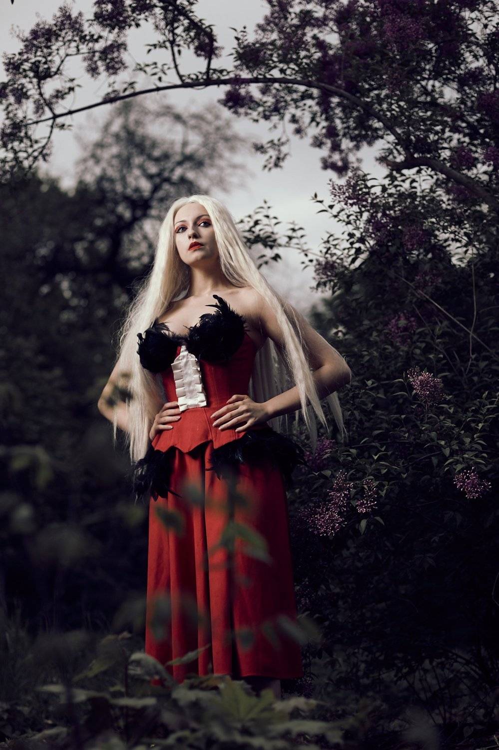 portrait, outdoor, girl, model, models, woman, red, summer, sunlight, , Max Solve