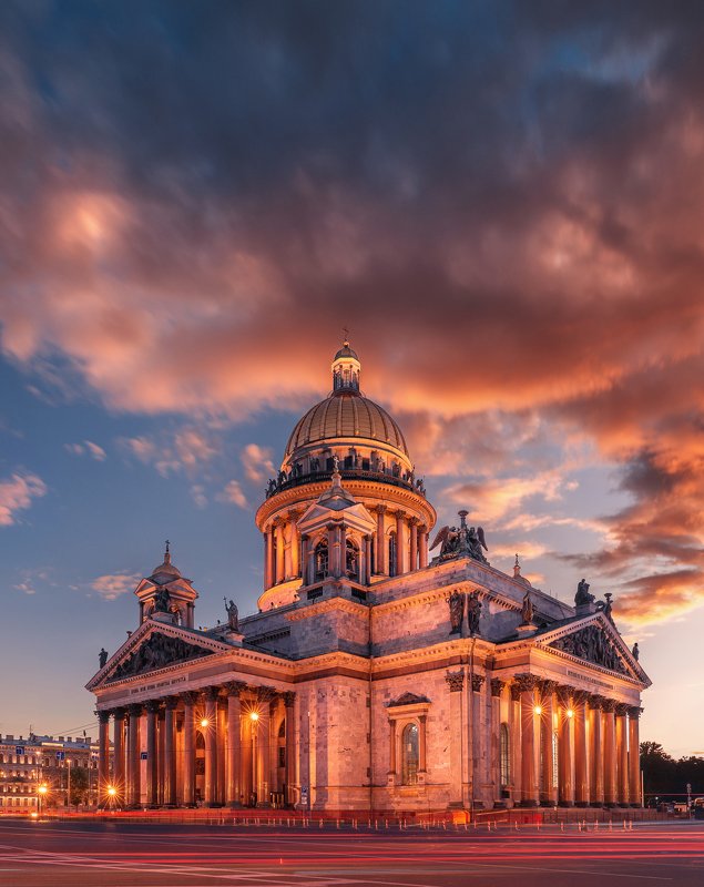 санкт петербург, питер, закат, небо, город, река, вечер, собор, улица, городской пейзаж Исаакиевский собор фото превью