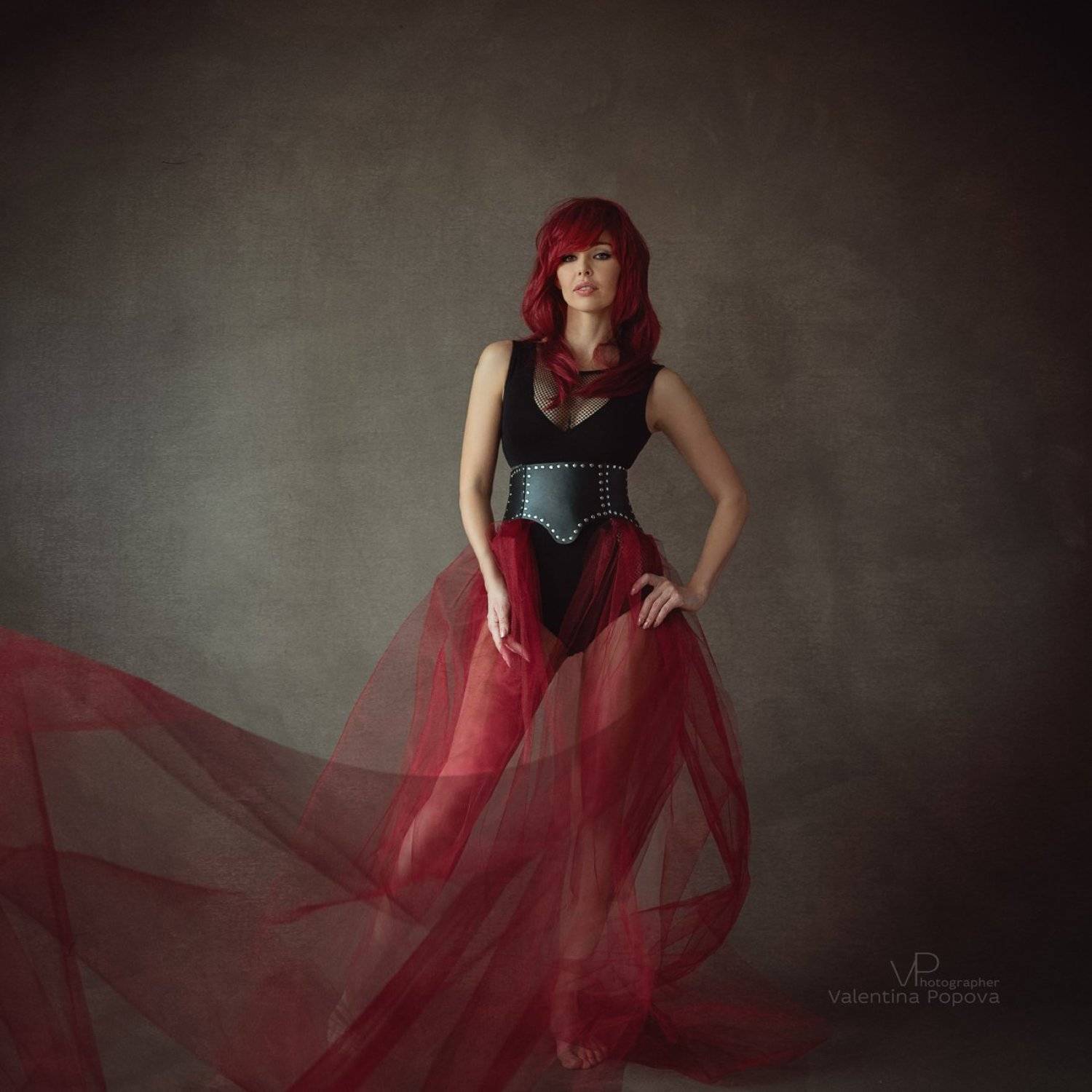 портрет, красный, арт, женщина, красныеволосы, Валентина Попова