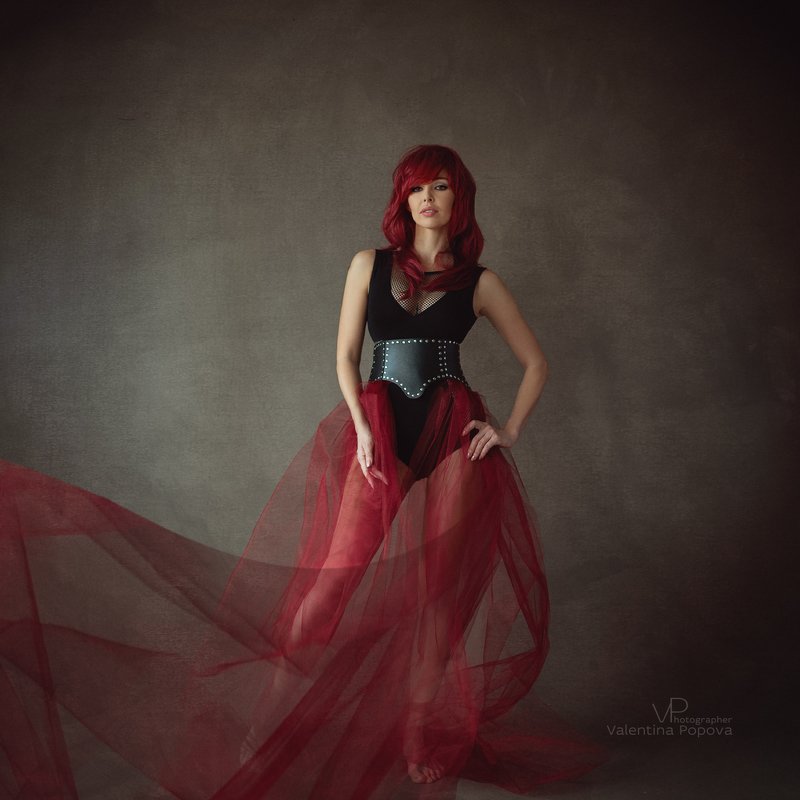 портрет, красный, арт, женщина, красныеволосы Рита фото превью