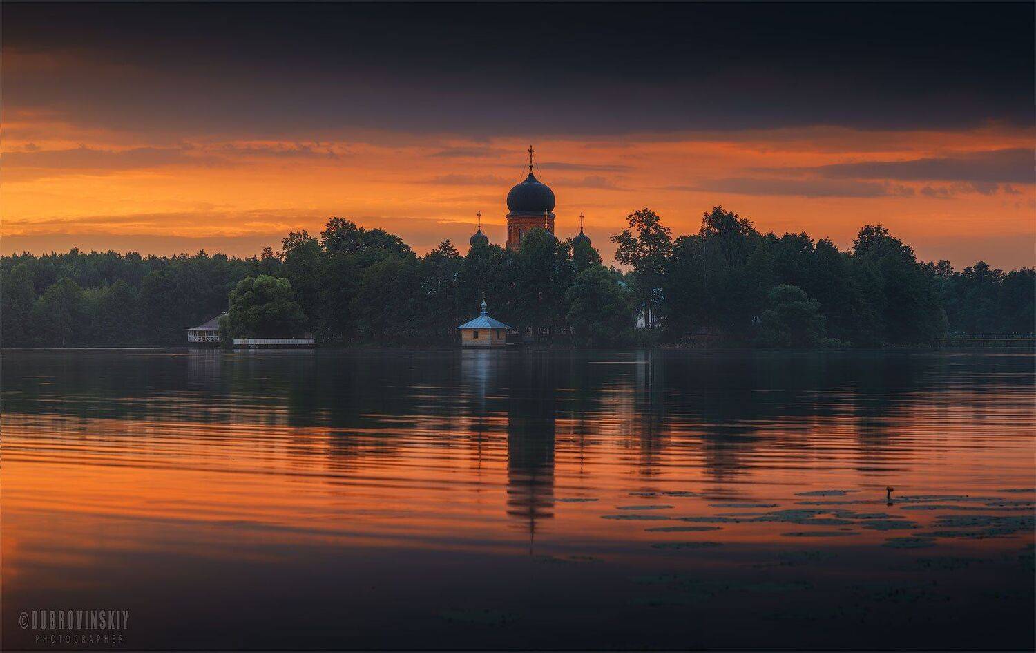 введенское, владимирская область, монастырь, закат, отражения, Михаил Дубровинский