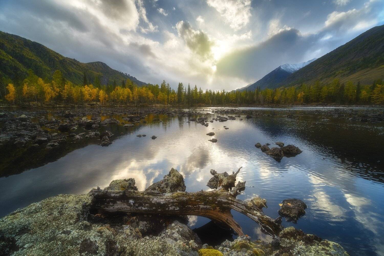 россия, бурятия, сибирь, окинский район, ока, природа, пейзаж, осень, долина, озеро, лава, тайга, закат, отражение, Оборотов Алексей
