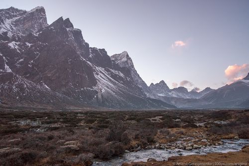 Pheriche Valley in Himalayas. Cholatse summit in khumbu region Nepal, everest base camp trek