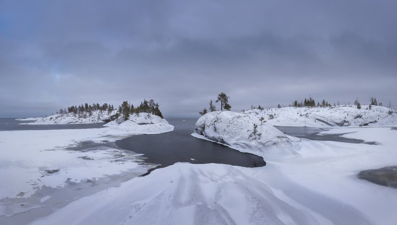 зимняя Ладога, шхеры зимой, Карелия, Ладожское озеро, зимние острова \