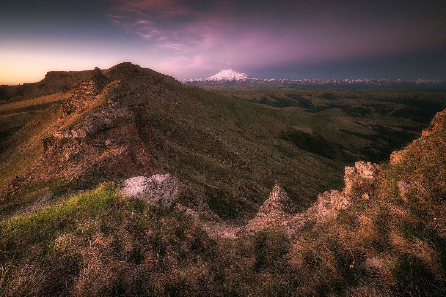 рассвет, горы, эльбрус, бермамыт, карачаево-черкесия, пейзаж, Tania Leschinskaya