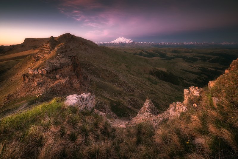 рассвет, горы, эльбрус, бермамыт, карачаево-черкесия, пейзаж Рассвет на плато Бермамыт фото превью