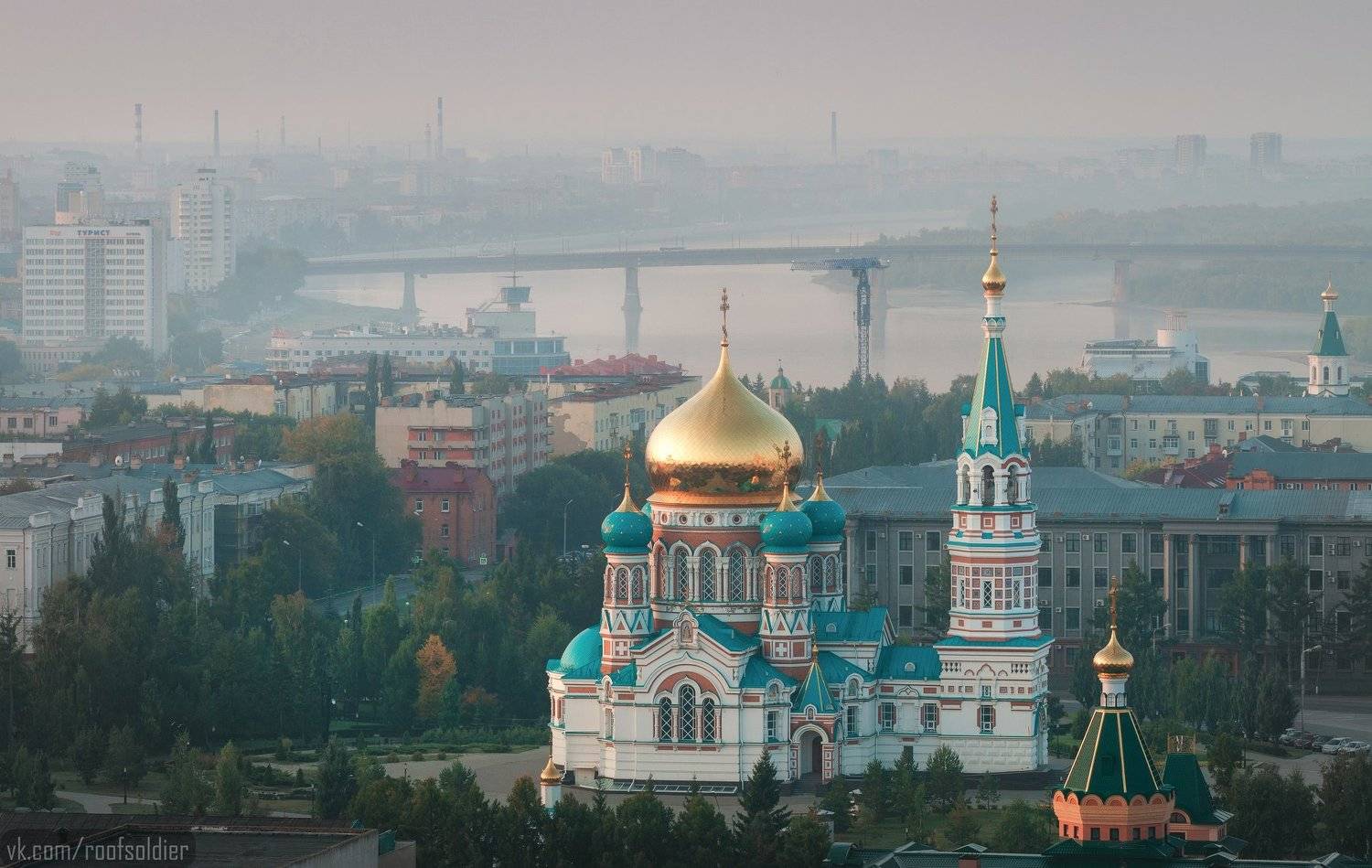 Омск, Россия, город, пейзаж, храм, церковь, Сибирь, рассвет, архитектура, Голубев Алексей