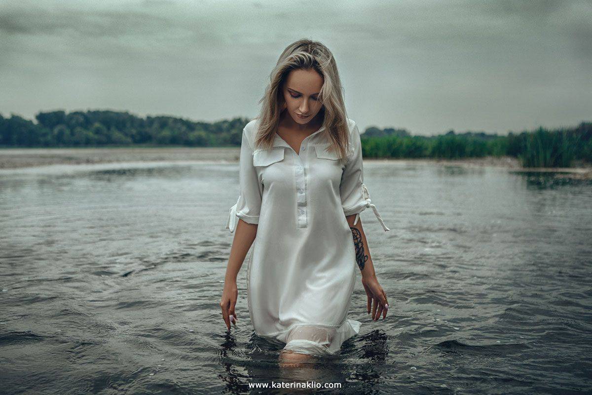water, portrait, model, woman, blondie, feeling, Катерина Клио