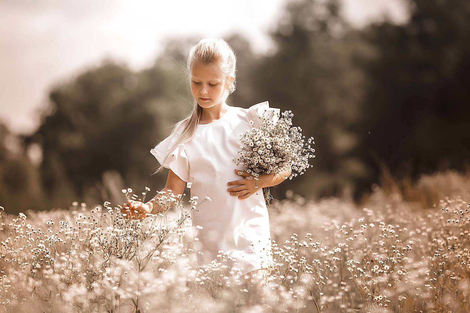 девочка, фотосессия, ромашковое поле, лето, ромашки, цветы, семейная фотосессия, дети, Владимир Васильев
