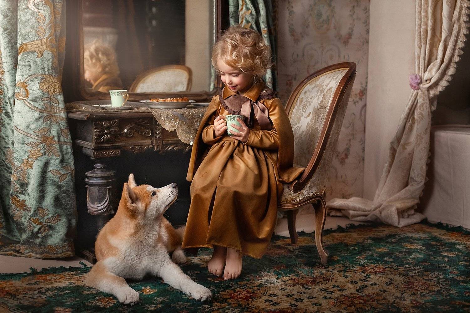 девочка, собака, винтаж, Оксана Пипкина