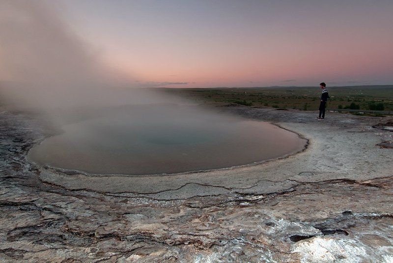 haukadal,geysir,hot,pool,iceland,sunset,midnight hot pool @ Haukadal фото превью