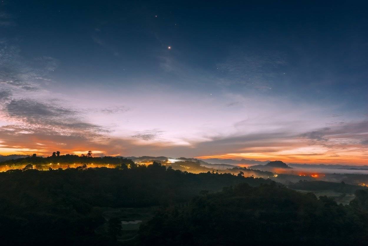 jupiter , khao sok , orion , stars , sunrise, thailand ,  venus, Boris Bogdanov