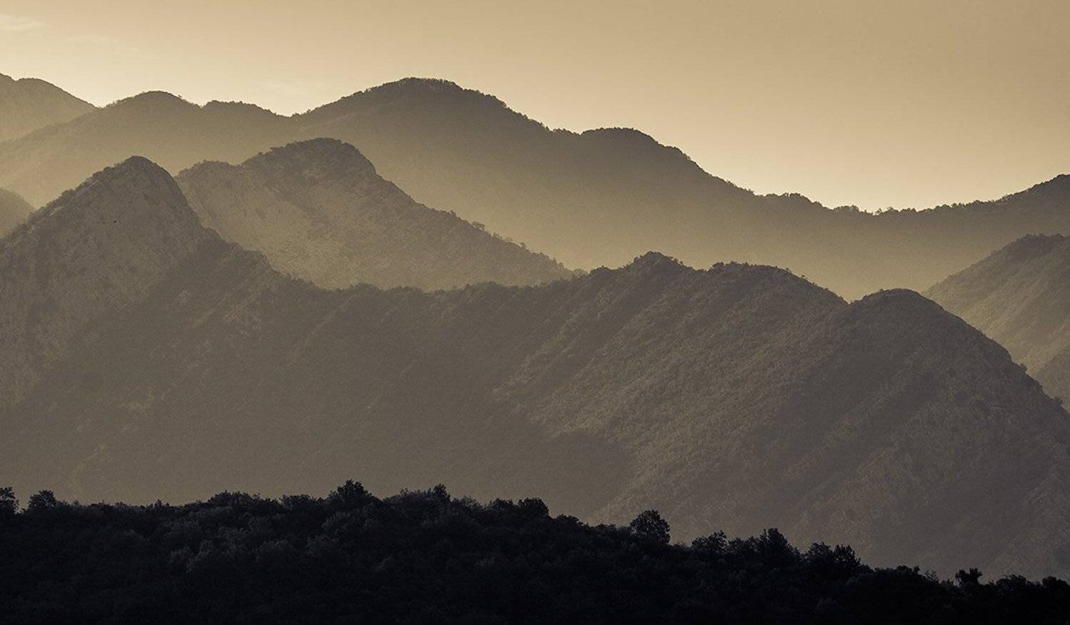 Горы, Перспектива, Сепия, Симонян Сергей