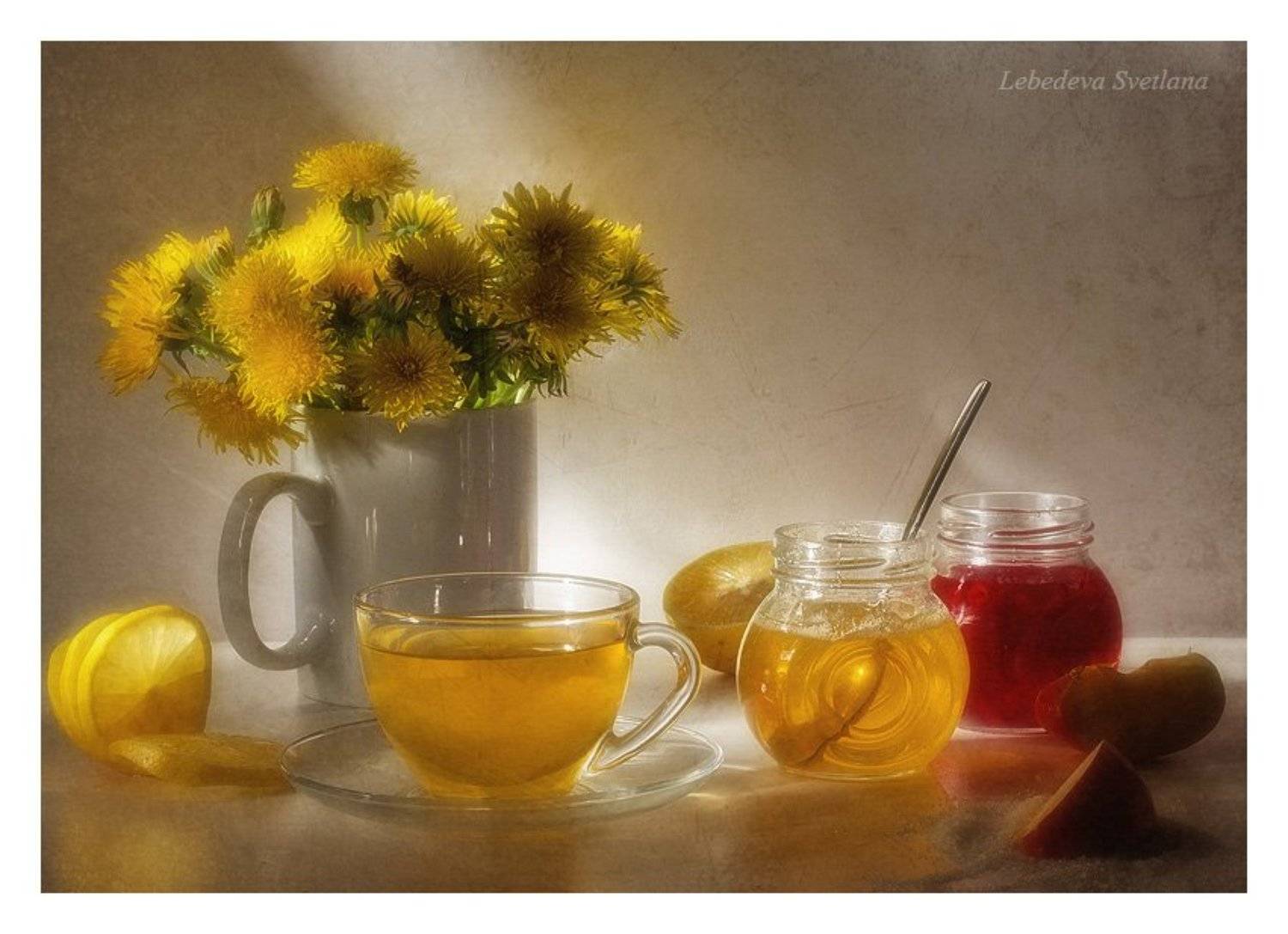 одуванчики,мёд,натюрморт, Светлана Л.