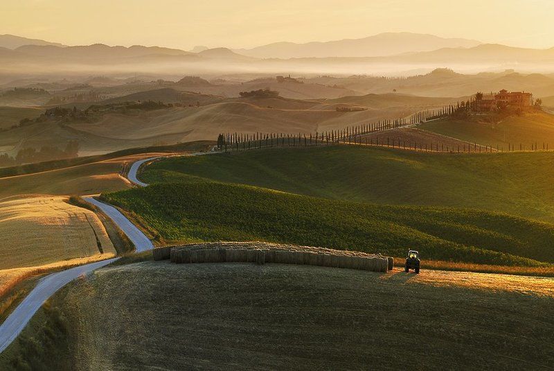 tuscany. тоскана, волны, waves,fog,mist весенним утром фото превью
