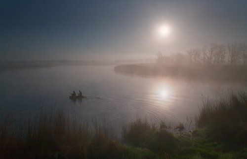 Two men in the smoke on the water