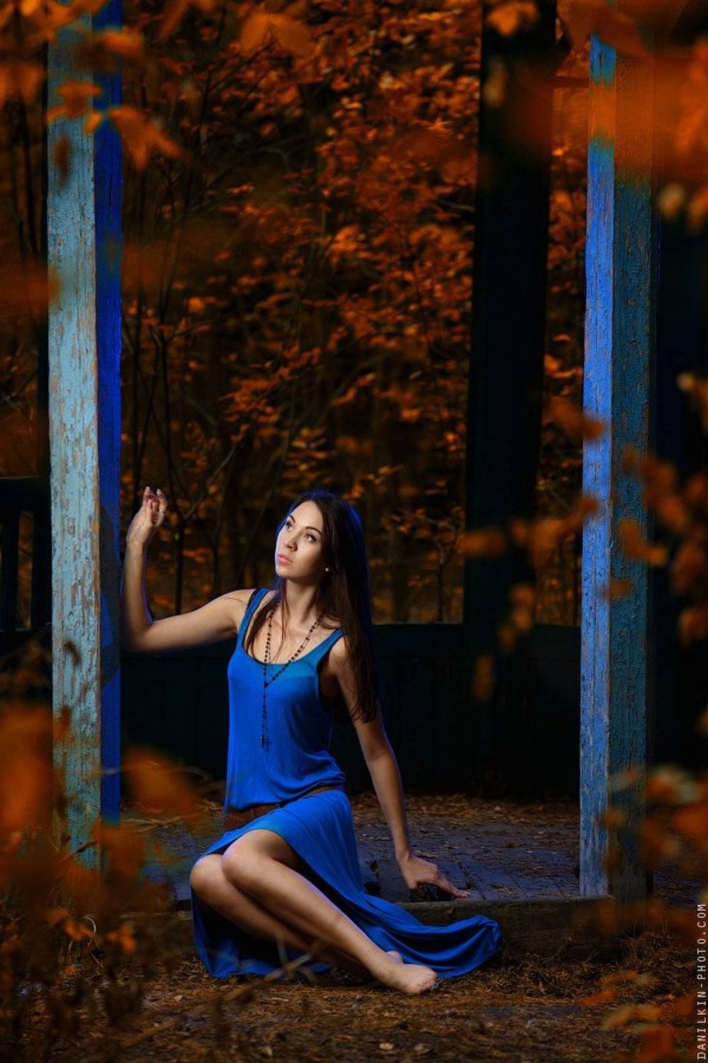 девушка, беседка, платье, синий, речкуновка, Данилкин Геннадий