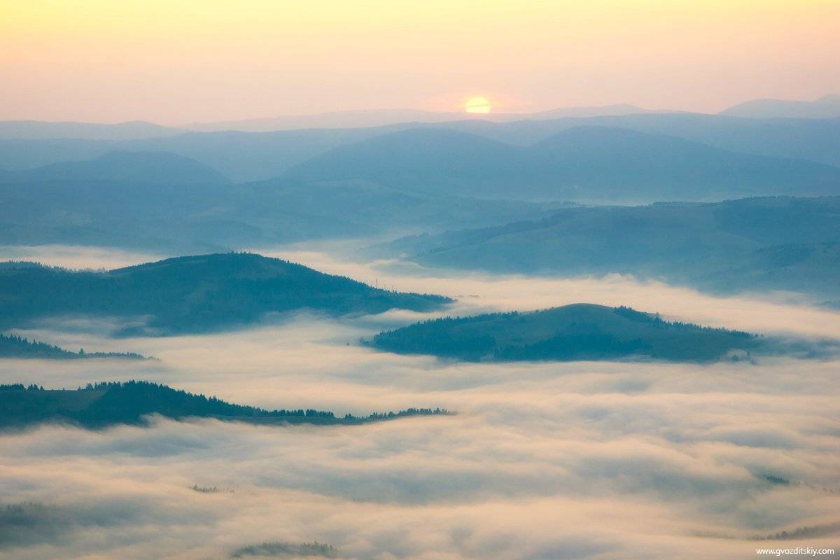 карпаты, утро, рассвет, туман, горы, солнце, Гвоздицкий Алексей