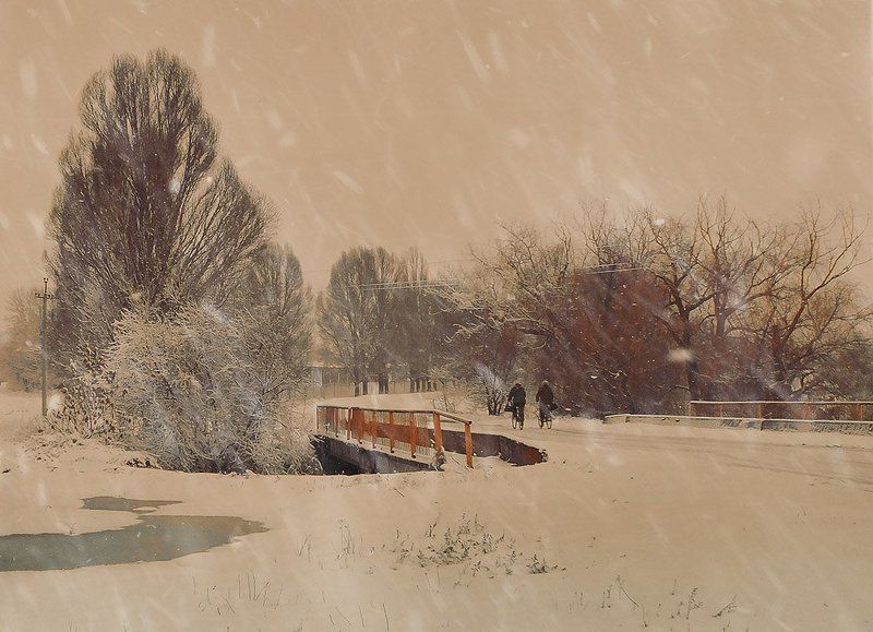 Зимняя акварель фото превью