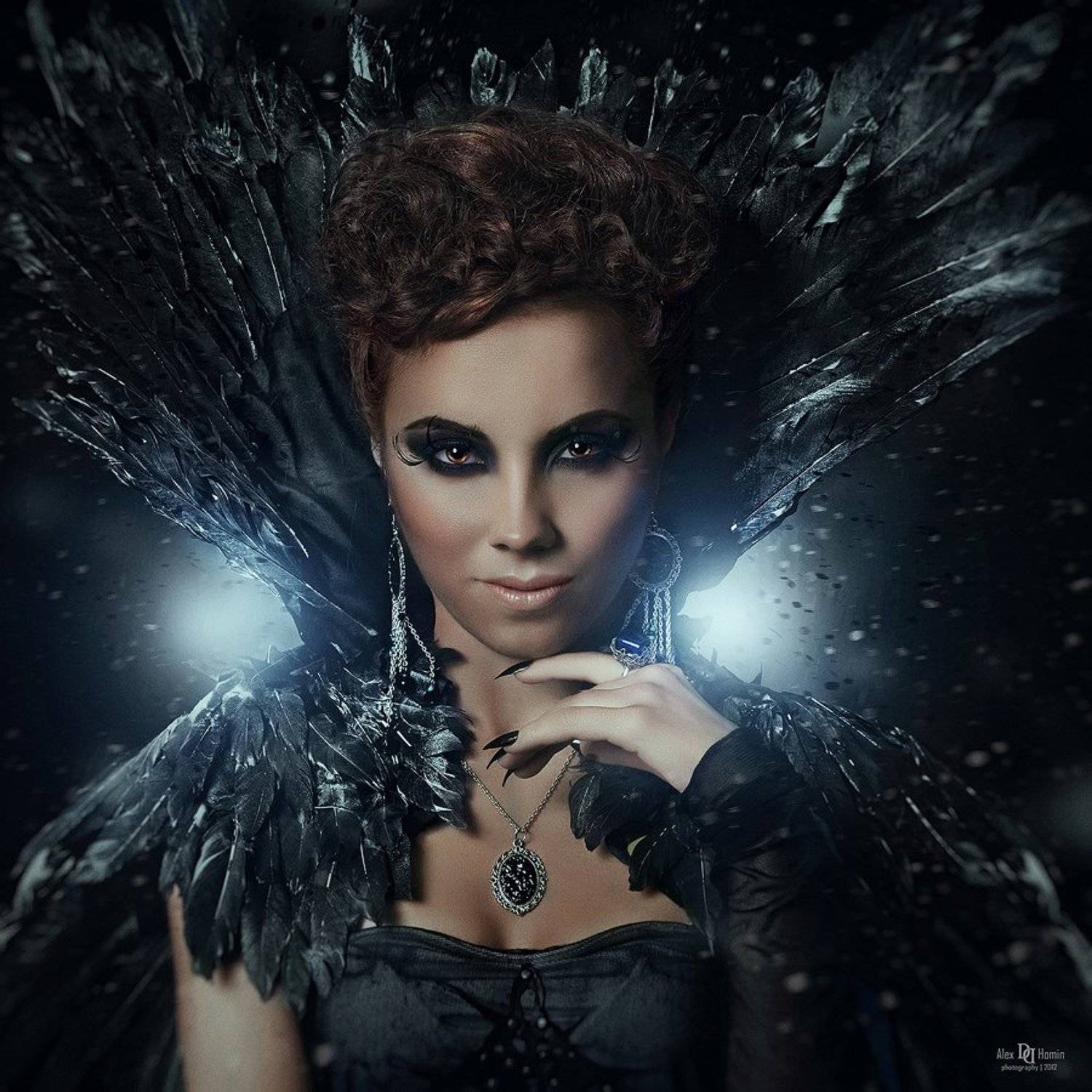 девушка, образ, фото, портрет, ада, глаза, мимика, эмоции, холод, перья, свет, Alex Homin