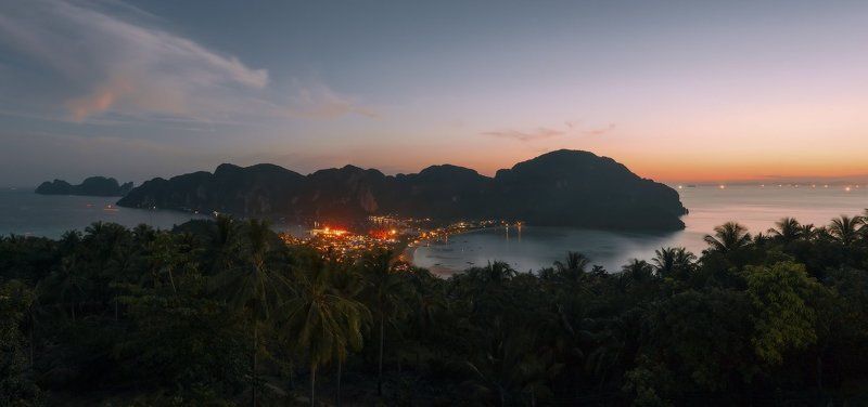 thailand, sunset, phi phi don, view point, island Три мгновения фото превью