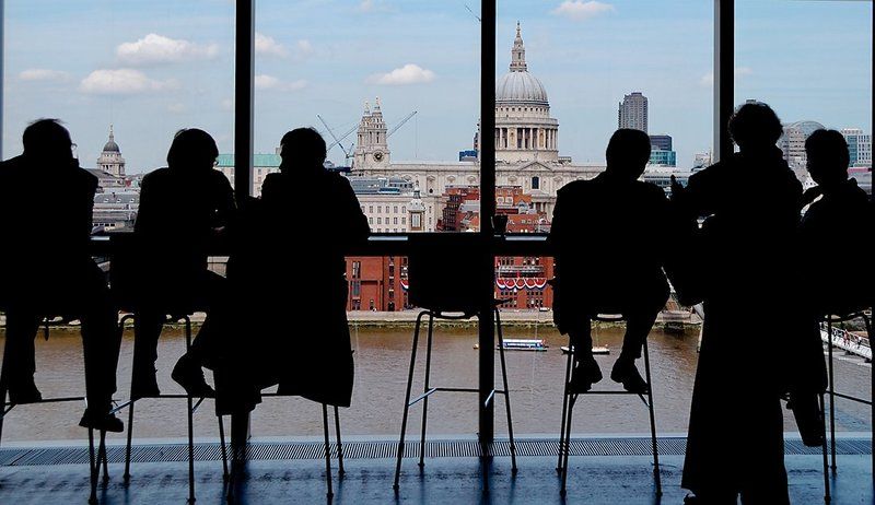великобритания, англия, лондон, собор святого павла, темза, тейт-модерн, кафе Силуэты фото превью