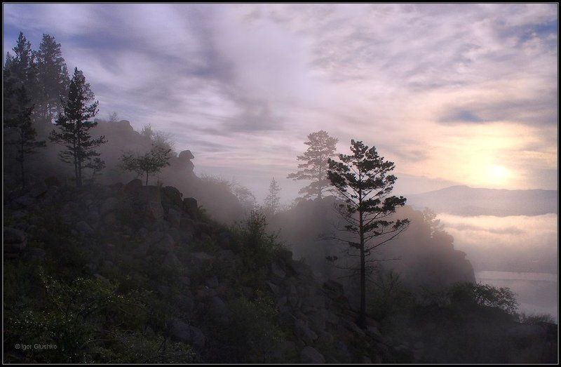 бурятия, горы, туман, рассвет Горный рассвет фото превью