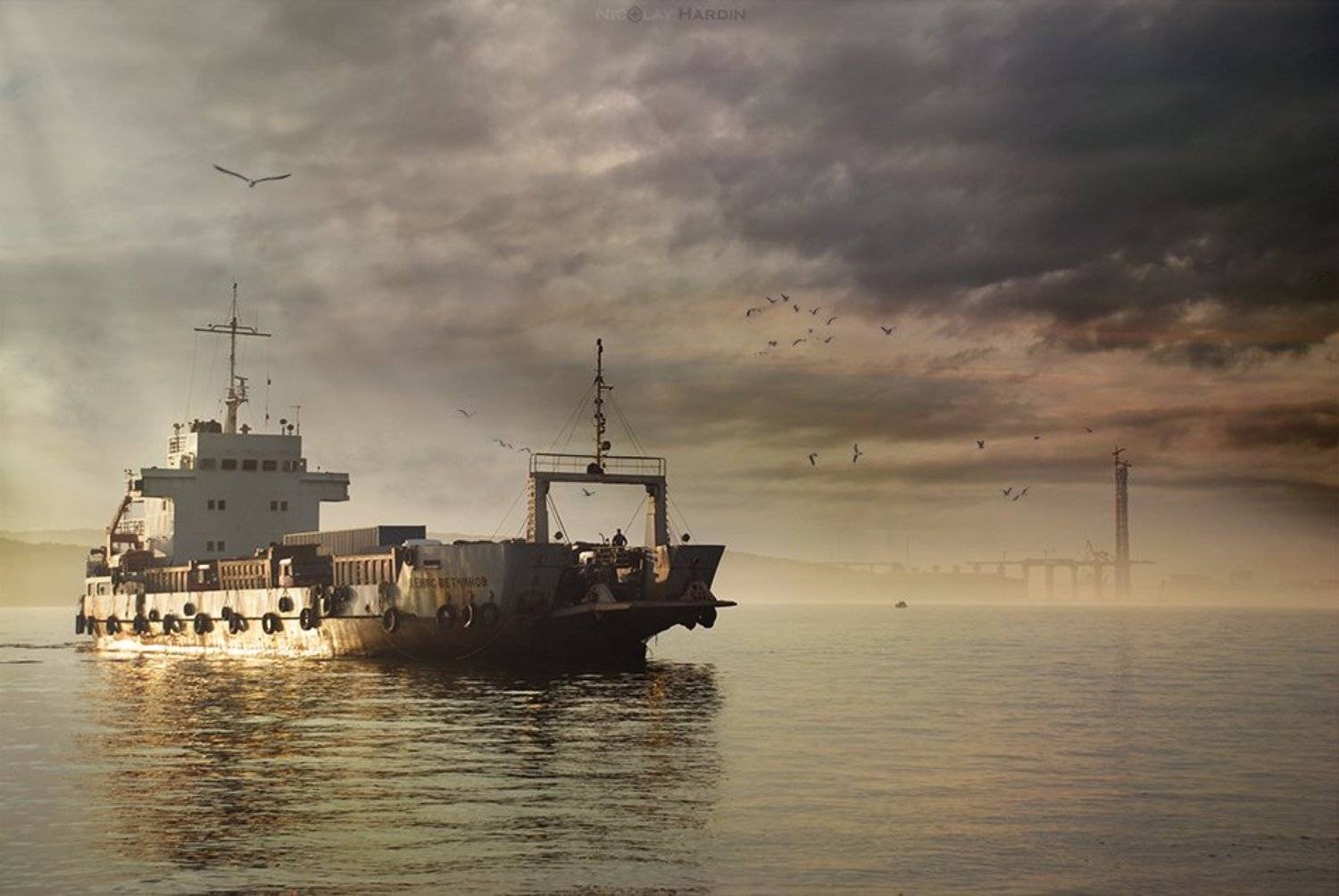 японское, , , море, , , корабль, закат, Nicolay Hardin