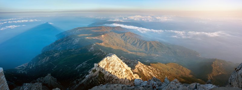 рассвет, греция, горы, море, афон, landscape Athos top фото превью