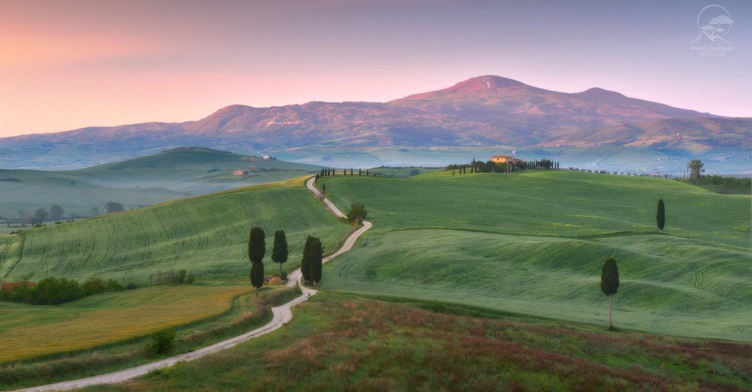 пейзаж, италия, тоскана, вилла, дорога, Анатолий Гордиенко
