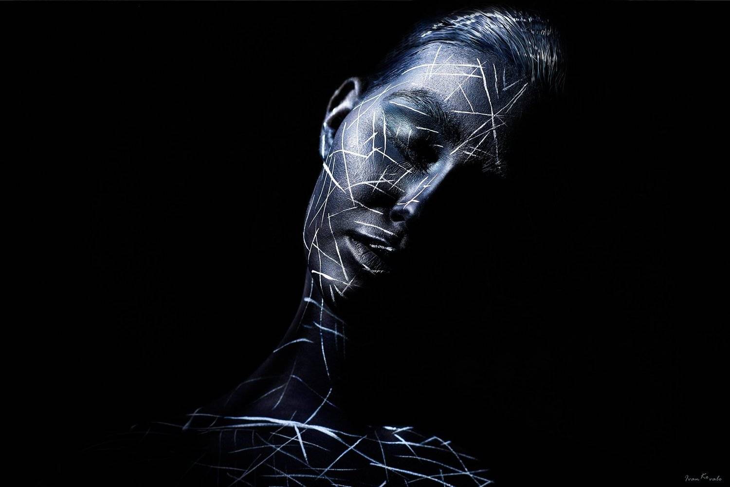 глитч, портрет, линии, обрывки, связи, пространство, разрушение, разрыв, хаос, Ковалёв Иван