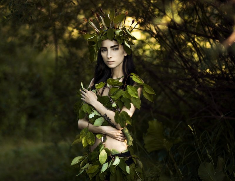 девушка, лес, фея, нимфа, зелень, лето Лесная фото превью