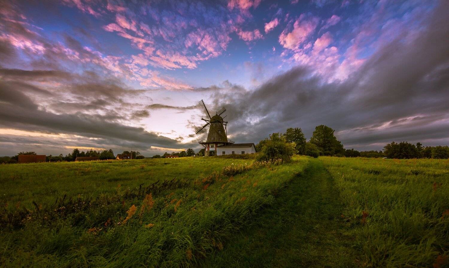 мельница, закат, деревня, деревня, дания,,  Marat Max (Марат Макс)
